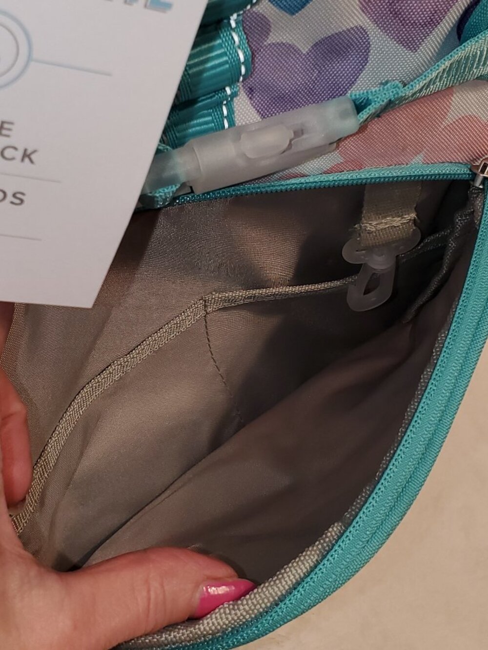POTTERY BARN KIDS AQUA RAINBOW HEARTS LARGE MACKENZIE Backpack NWT! HTF! - Picture 8 of 12